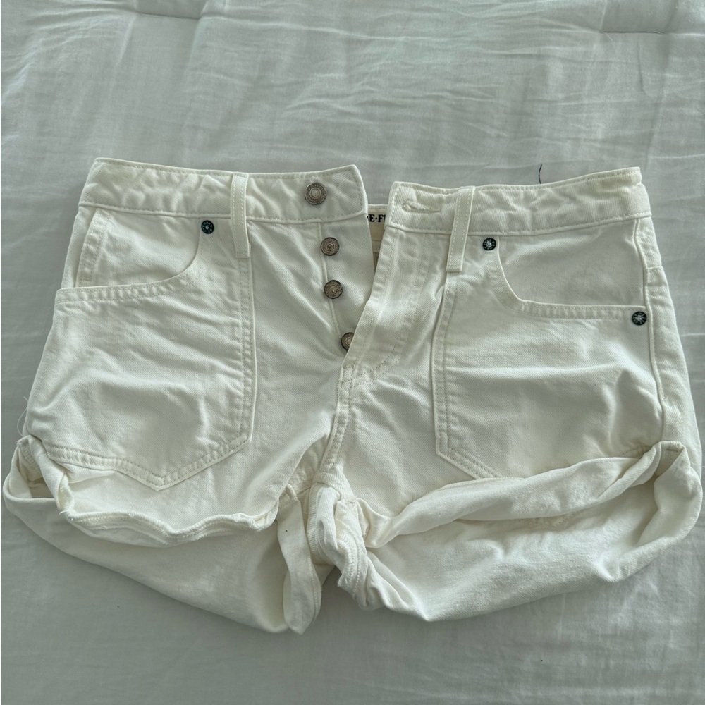 Free People Cream Denim Shorts